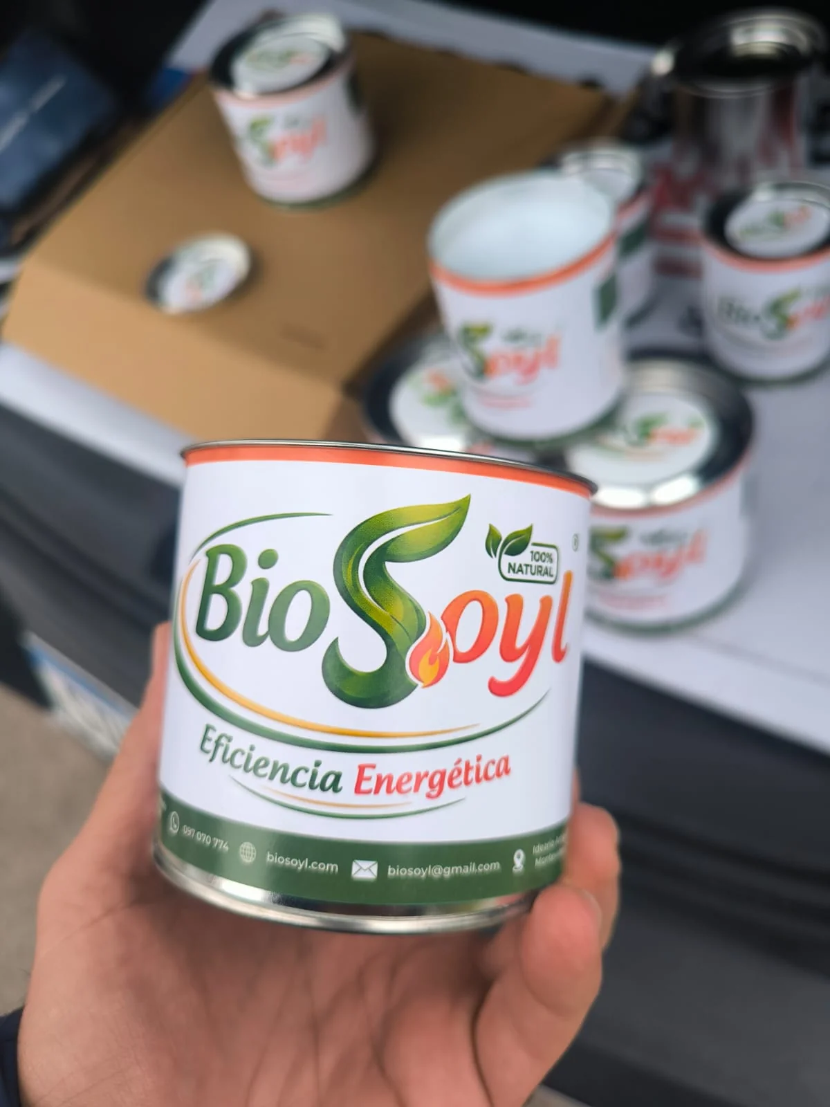 Lata original BIO SOYL fotografiada en Uruguay